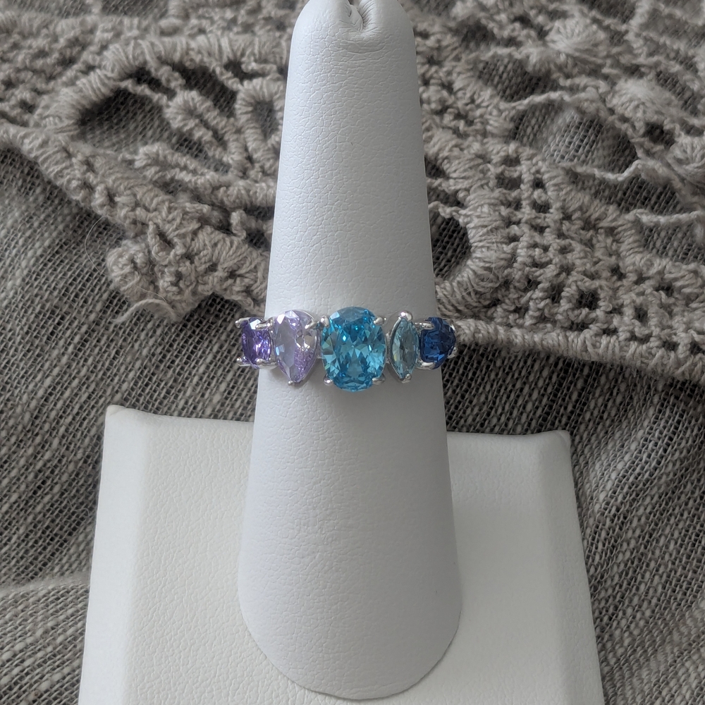 Blue and Purple Bohemian Ring with Silver Setting - Picture 2 of 3